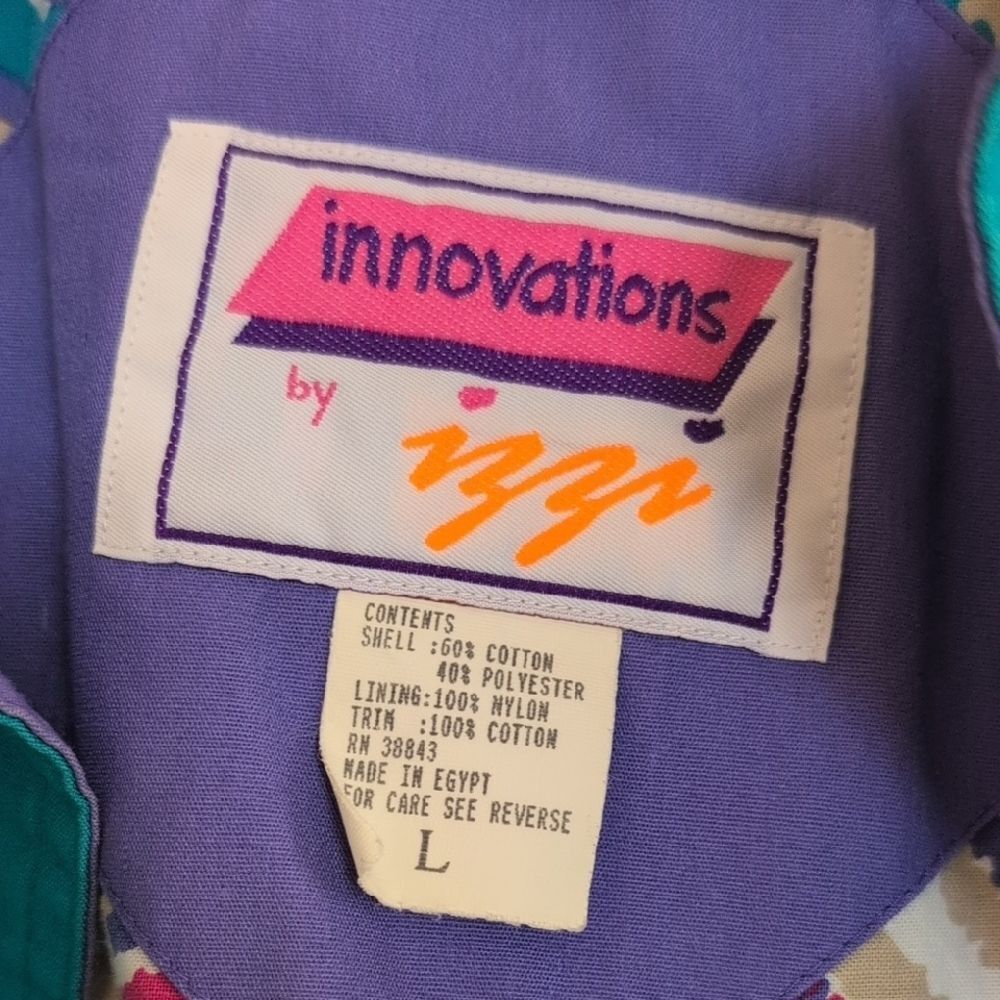 VTG Innovations By Izzi Teal Purple Windbreaker 80s 90s Jacket - Size L - Picture 6 of 10